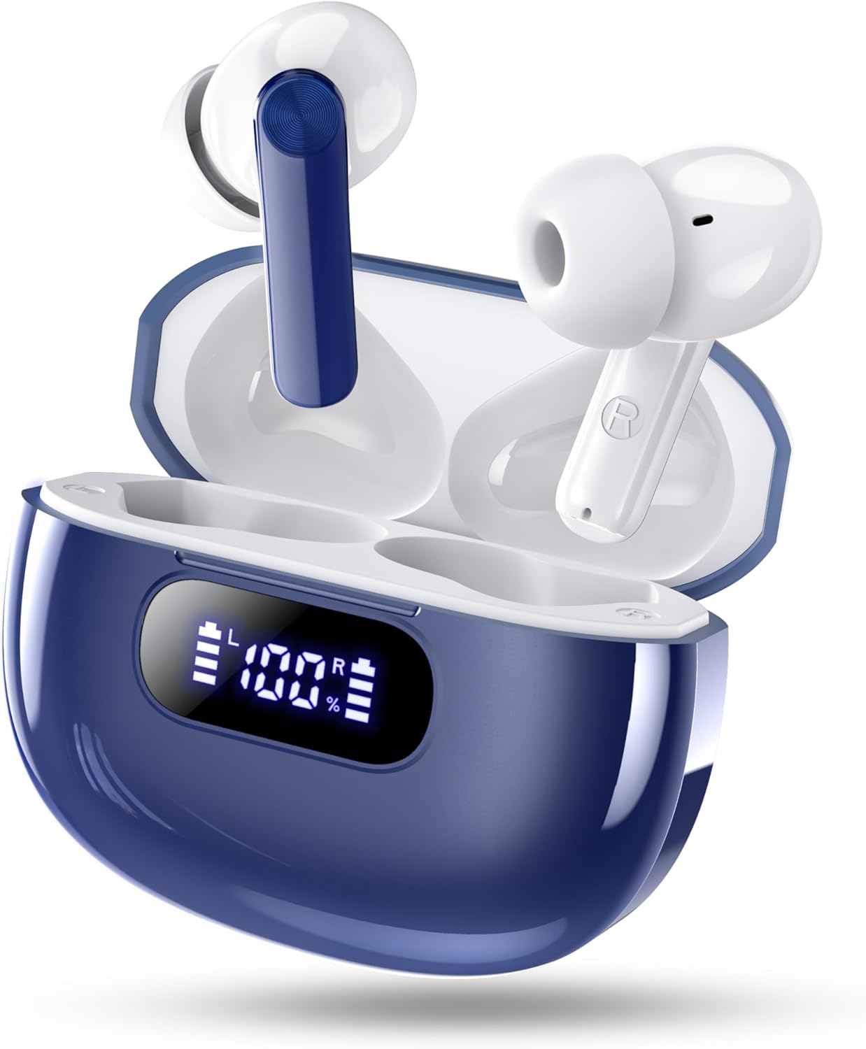 Wekily Wireless Earbuds, Bluetooth 5.3 Headphones LED Power Display, 2025 New Wireless Earphones, 4 ENC Noise Cancelling Mic, HiFi Stereo, 48H Playtime Mini Case IP7 Waterproof for iOS Android